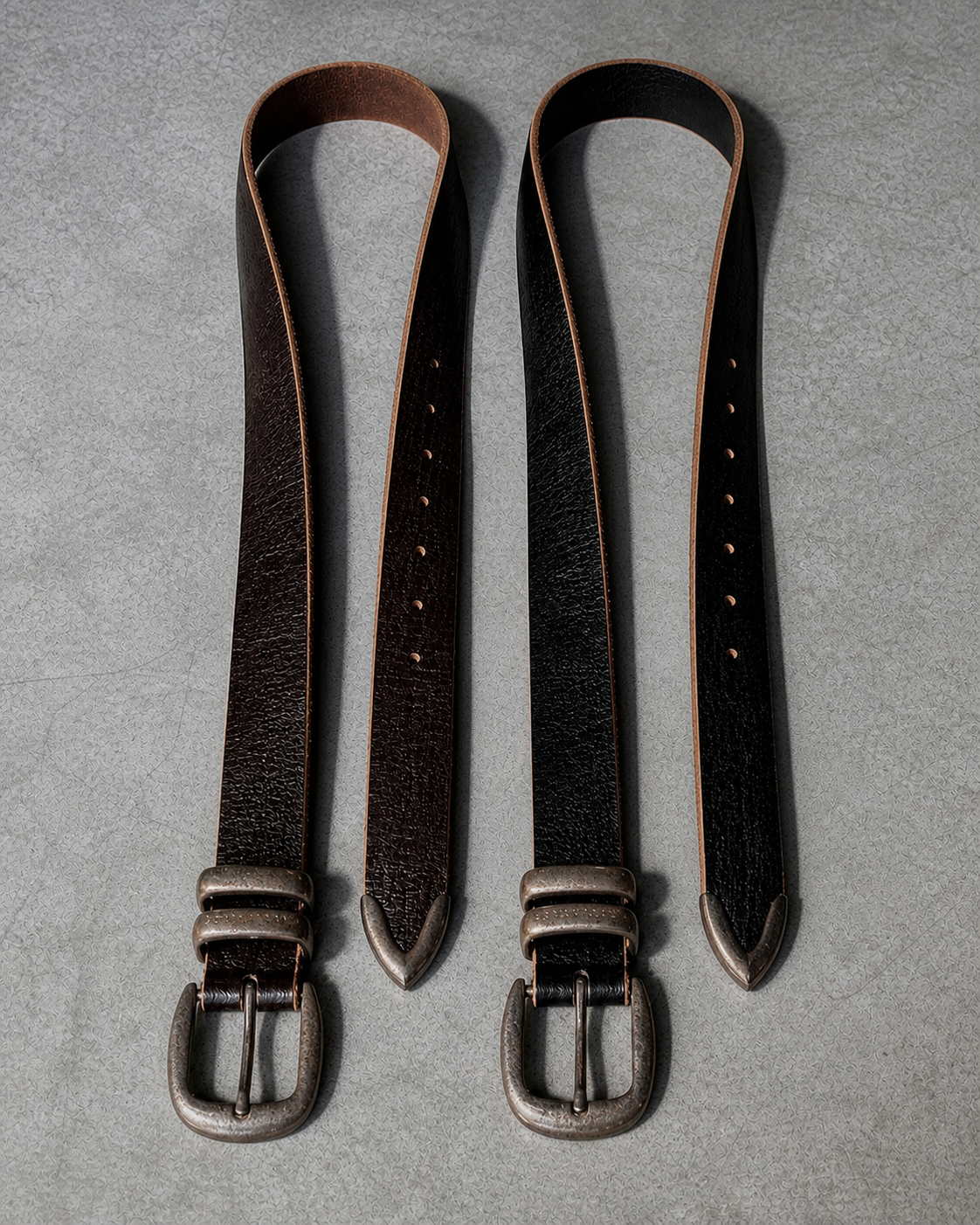 Aged leather belt